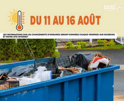 Changement horaires 11 au 16 aout 1